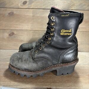 chippewa tinsley boots women size 8.5 shoe black leather steel toe logging boots
